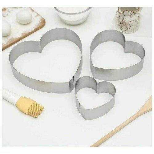 Набор форм для выпечки сердце 3 штуки 480₽