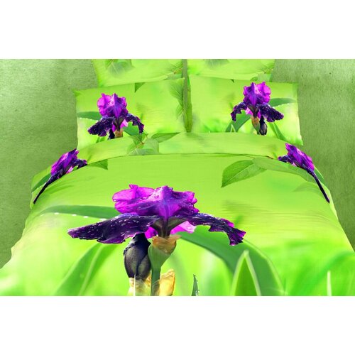 DOMITEX : Комплект постельное белье домитекс сатин цветной Люкс фотопечать Ирис 1,5 спальный, наволочки 70х70см