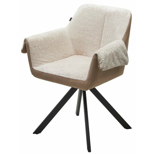 Стул элефант 360 град. поворотный, Alpina Cream, букле / Magnum 130 искуств. замша / Черный, M-City