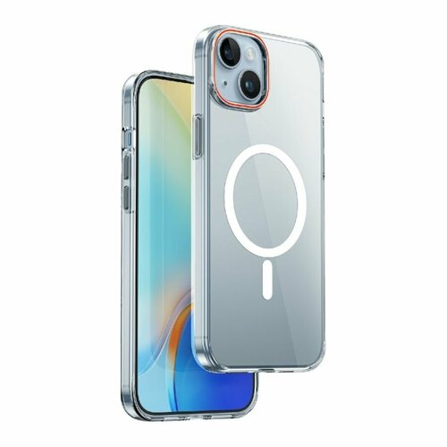 Чехол на айфон WiWU ZYS-013 Jelly Magnetic для iPhone 15 Plus с поддержкой MagSafe - Оранжевый бесцветный, оранжевый