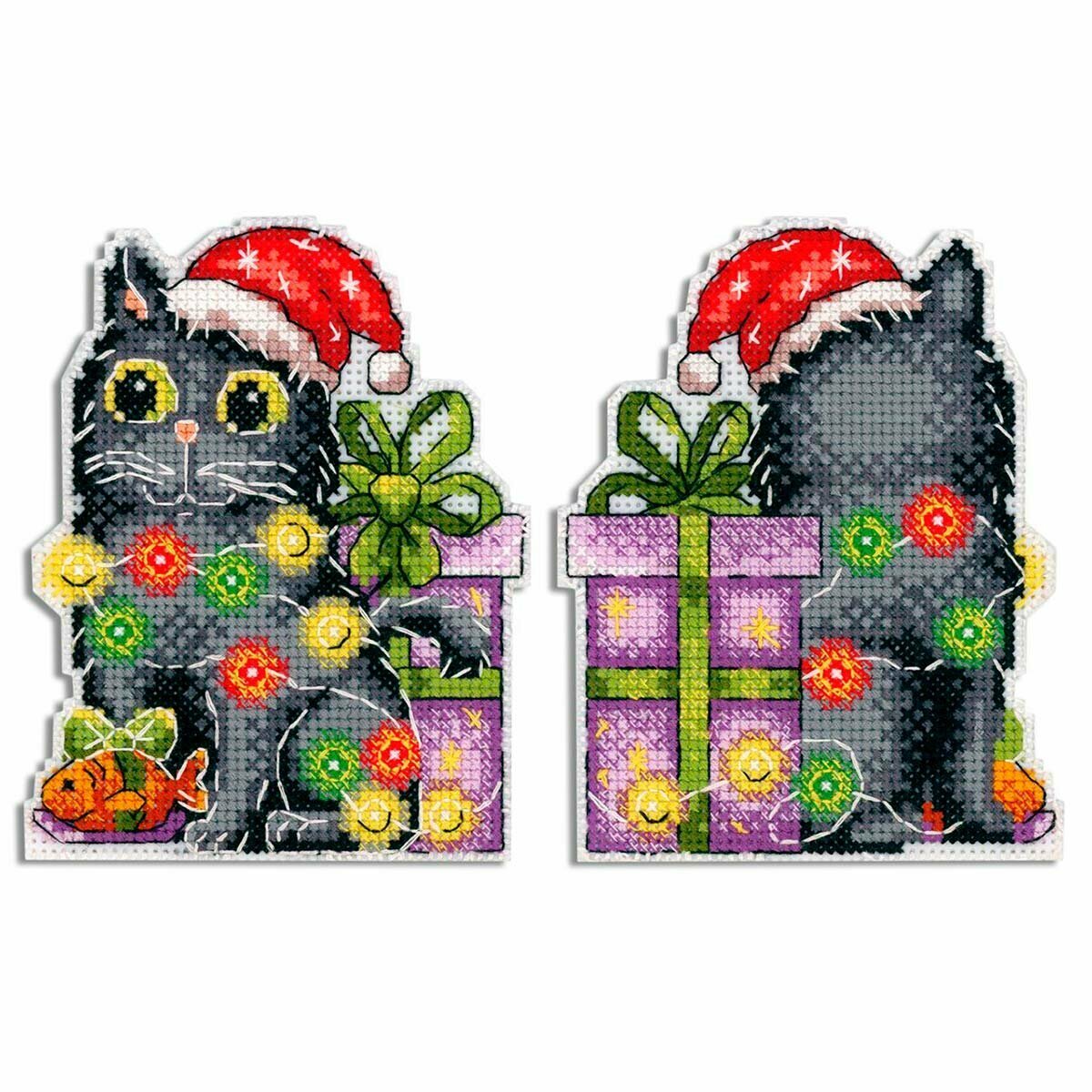 Р-709 Ёлочная игрушка. Кот с гирляндой. (МП Студия) - фото №2