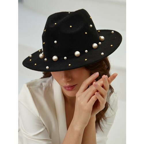 фото Шляпа , размер 56-58, черный, белый нет бренда