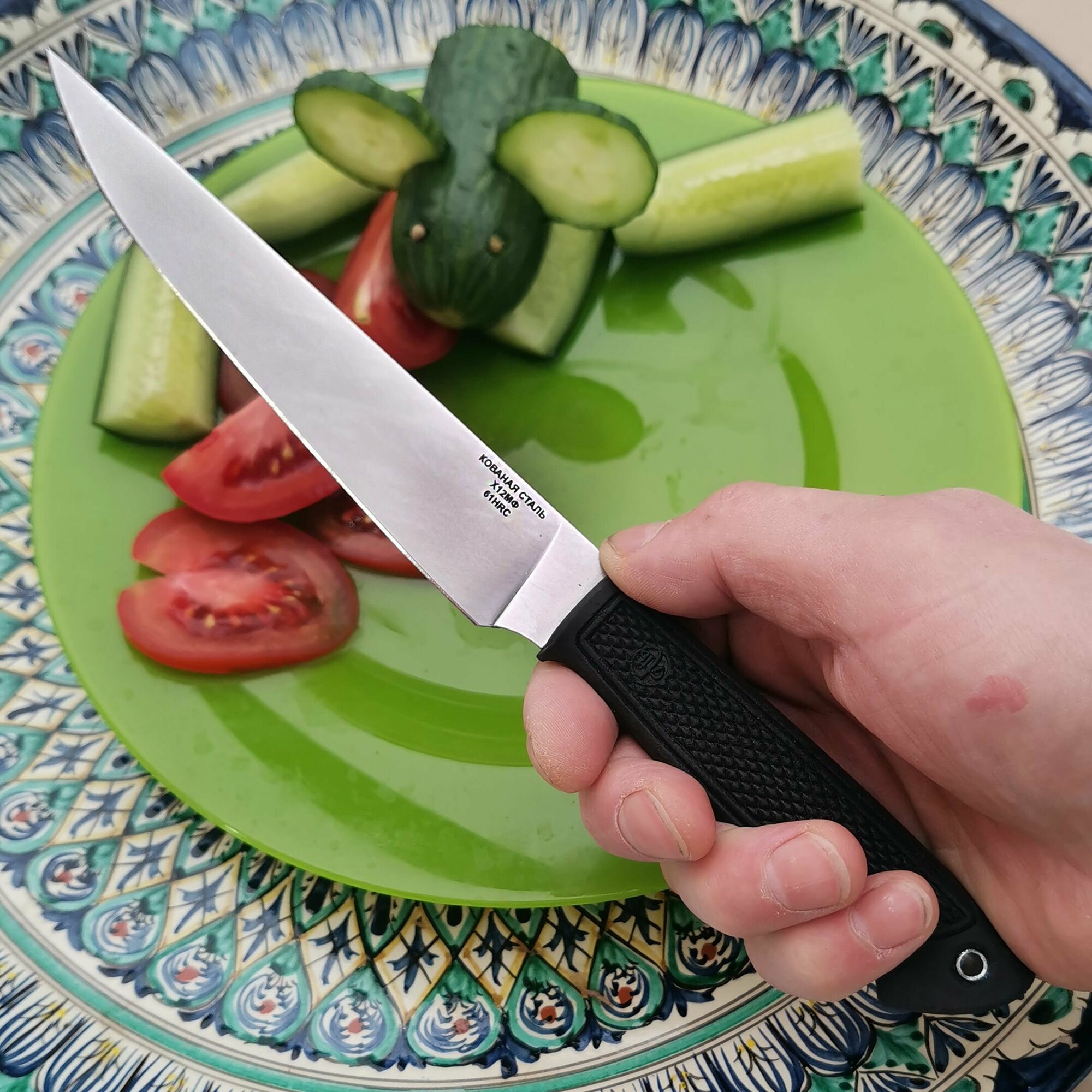 Набор кухонных ножей из кованой стали Х12МФ, рукояти из эластрона — фото 1