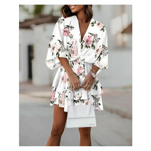 Платье размер 42/46, белый, розовый