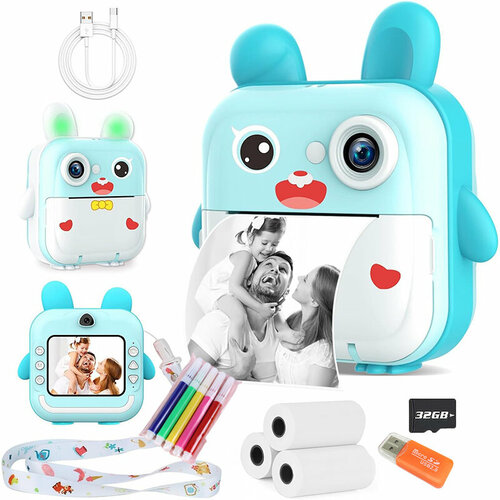 Детский фотоаппарат карта памяти 32 Гб 24 Мп фотографий и селфи Детская портативная камера игрушка Синий 499000₽