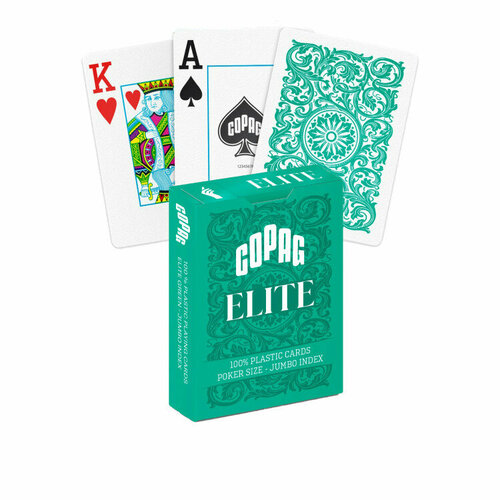 Игральные карты пластиковые Copag Elite Jumbo Index, зеленые, 1 колода карты 1546 elite plastic poker size jumbo index gold single deck