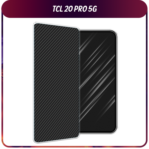 Силиконовый чехол на TCL 20 Pro 5G / ТСЛ 20 Про 5G Черный карбон силиконовый чехол на tcl 20 pro 5g тсл 20 про 5g звездная ночь