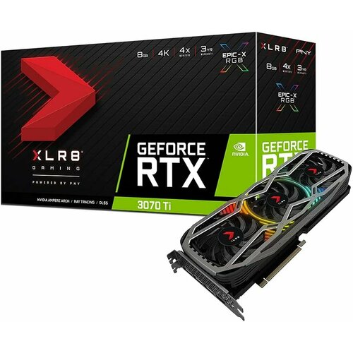 PNY GeForce RTX™ 3070 Ti 8GB XLR8 Gaming REVEL EPIC-X RGB видеокарта msi rtx 3060 ti gaming x 8g lhr geforce rtx 3060 ti 8gb gaming x lhr