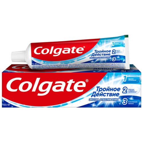 Набор из 3 штук Зубная паста Colgate тройное действие экстра отбеливание 100мл набор из 3 штук зубная паста colgate бережное отбеливание 100мл