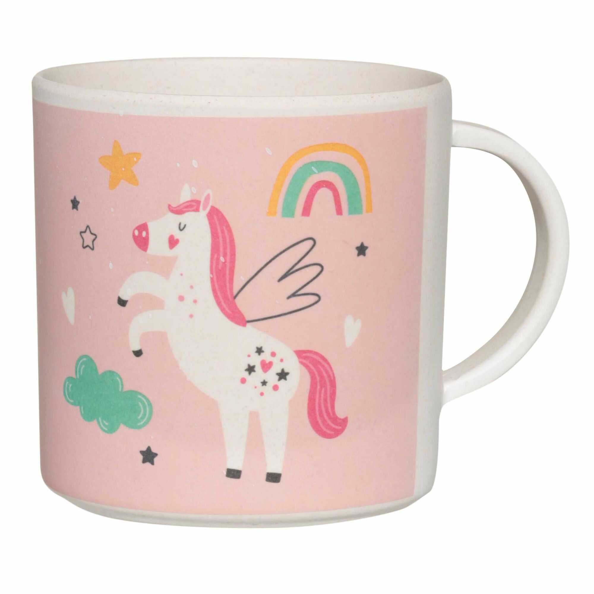 фото Кружка, детская, 350 мл, бамбук, розовая, Единорог и радуга, Unicorn