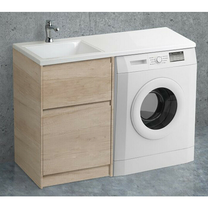 BelBagno KRAFT-LVD База под раковину напольная с двумя выкатными ящиками для установки рядом со стиральной машинкой, Rovere Nebrasca Nature, 1203х480х880, KRAFT-LVD-580/1200-2C-PIA-RNN