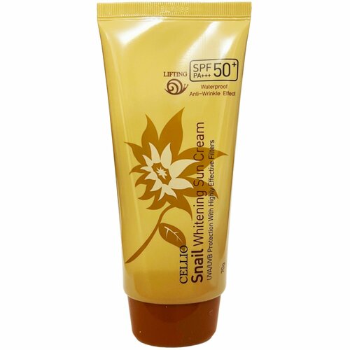 Cellio Водостойкий солнцезащитный крем c муцином улитки Snail Whitening Sun Cream SPF50+ 70 мл.