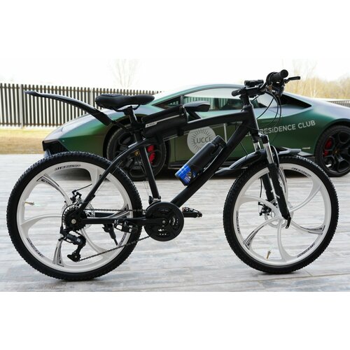 Велосипед горный RICHIESTO 24 колёса Алюминиевые кованные литые диски Детский Подростковый Спортивный черный 25500₽