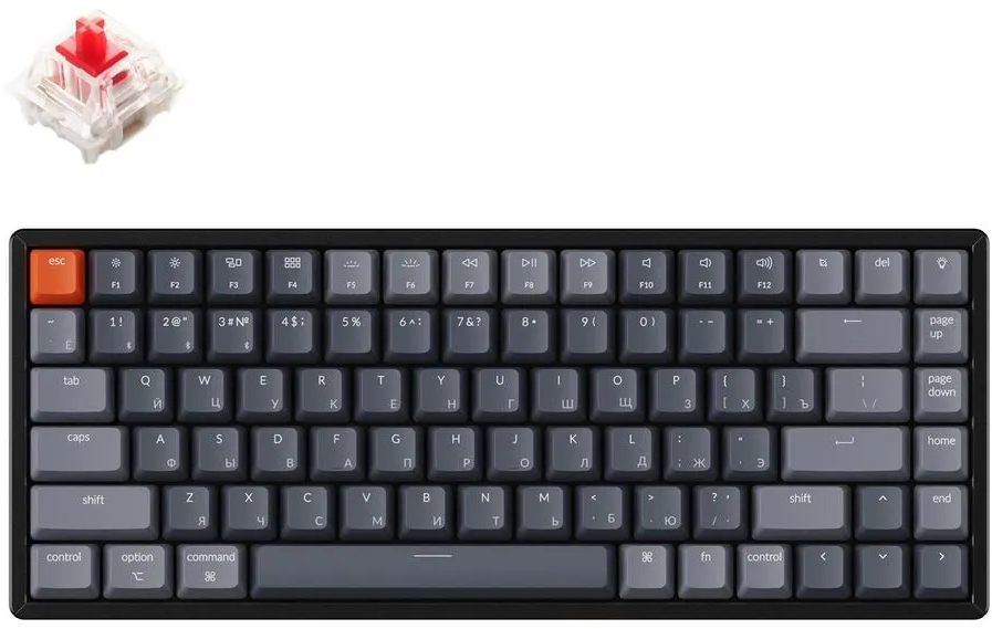 Клавиатура беспроводная механическая Keychron K2 v2 (Hot-swappable), Gateron G Pro Red Switch, Bluetooth, RGB, 4000мАч, Серый K2C1H - фото №2