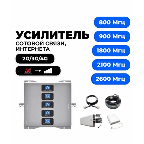 Усилитель сотовой связи и интернета Teleston GSM/3G/4G репитер 800/900/1800/2100/2600 Мгц