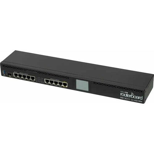 Роутер MIKROTIK RB3011UIAS-RM, черный rb3011uias rm router 1u 19 rack mount ethernet 10x 10 100 1000 sfp poe usb3 0 touchscreen lcd 10 002686