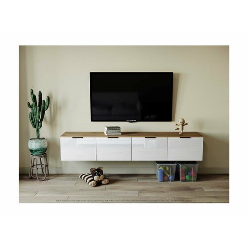 Тумба под ТВ ASTERIA L Дуб вотан/Белый глянец