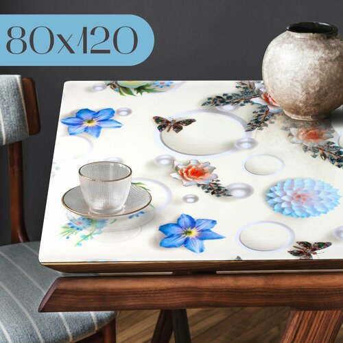 Скатерть на стол силиконовая гибкое жидкое стекло 80x120 см 780₽