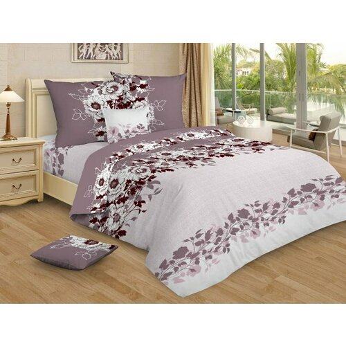 Постельное белье Евро Люксония бязь Цветы бежевые 2977₽