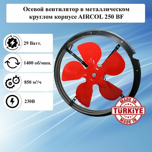 Осевой вентилятор в металлическом круглом корпусе AIRCOL 250 BF