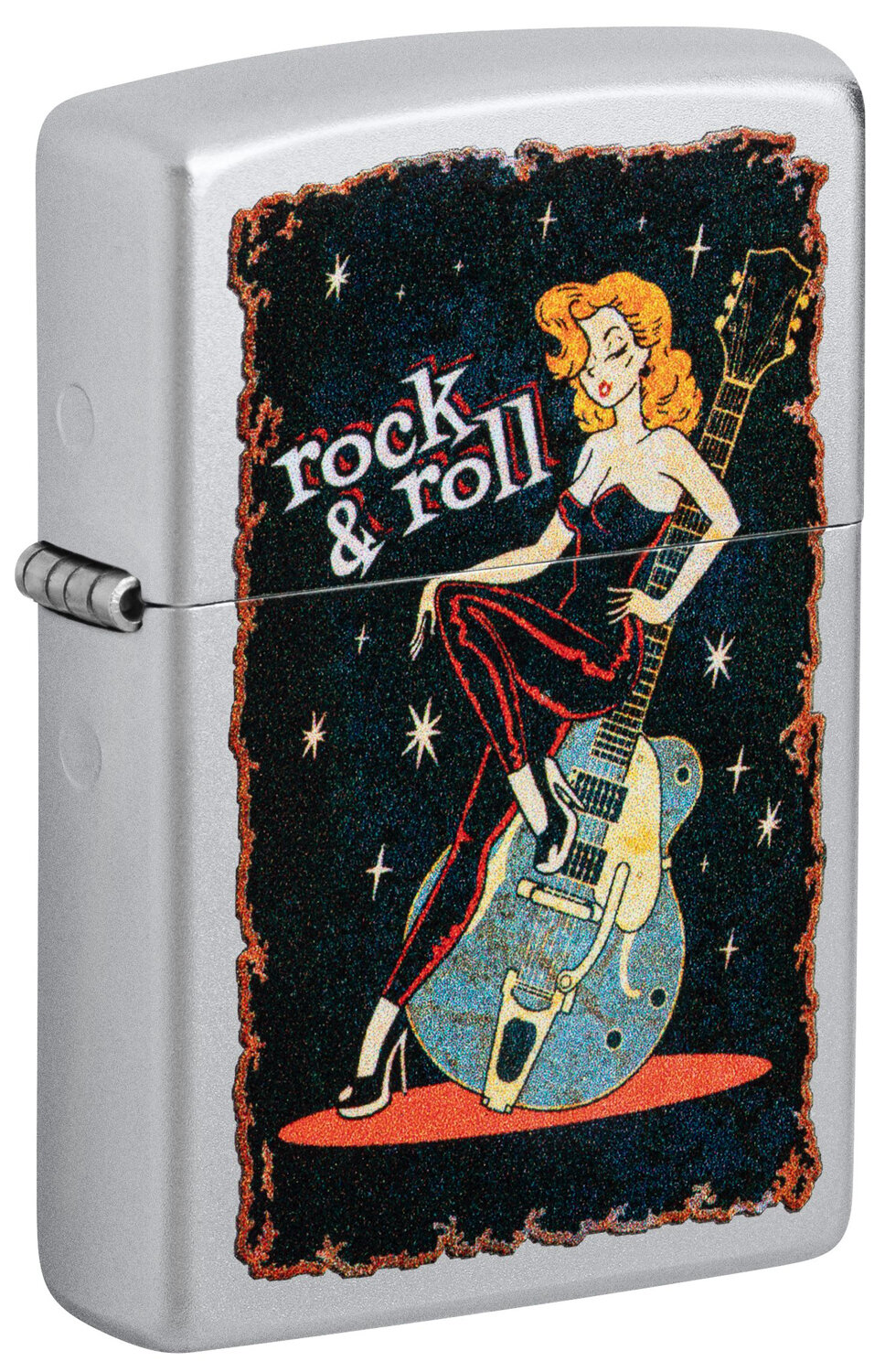 Оригинальная бензиновая зажигалка ZIPPO Cool Chick с покрытием Satin Chrome, латунь/сталь, серебристая, 38x13x57 мм, не заправленная