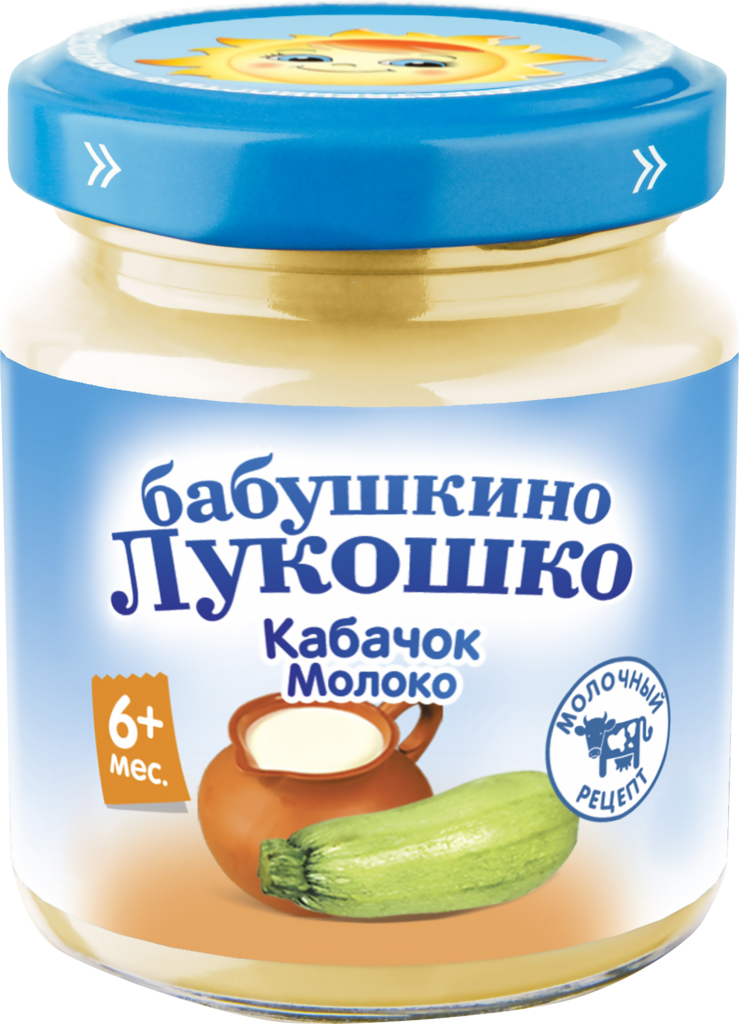 Пюре овощное бабушкино лукошко Кабачки, с молоком, с 6 месяцев, 100г