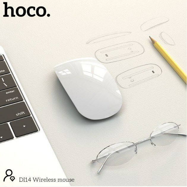 Мышь беспроводная Hoco DI14 (Bluetooth 5.01600dpi) цвет: белый