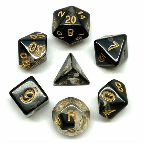 Ork's Workshop Кубики ДнД (7 шт) / Дайсы для DnD / Dungeons & Dragons / RPG / Черная дымка yernea 7pcs set high quality multiaspect dice multi color transparent acrylic dice d4 d6 d8 d10 d10% d12 d20 rpg dice