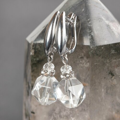 Серьги Diana Savitskaya, горный хрусталь, бесцветный, серебряный