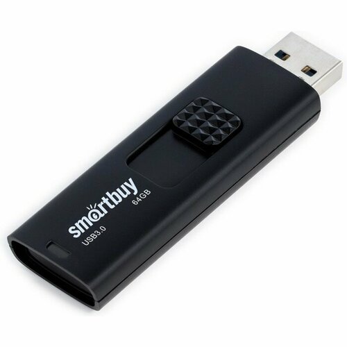 Флешка Smartbuy 064GB3FSK, 64 Гб, USB3.0, чт до 100 Мб/с, зап до 60 Мб/с, черная флешка smartbuy mini 64 гб