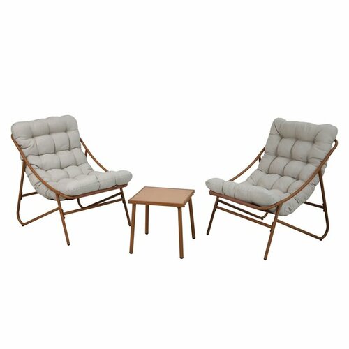 Набор садовой мебели Таити (столик+2 кресла), сталь/текстиль, бежевый запчасти для садовой мебели опора для подвесного кресла сталь черный