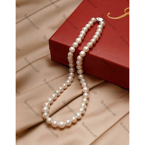 Колье, жемчуг пресноводный культивированный, длина 45 см, белый, серебряный