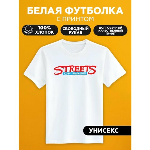 Футболка streets of rage ярость улиц, размер M, белый