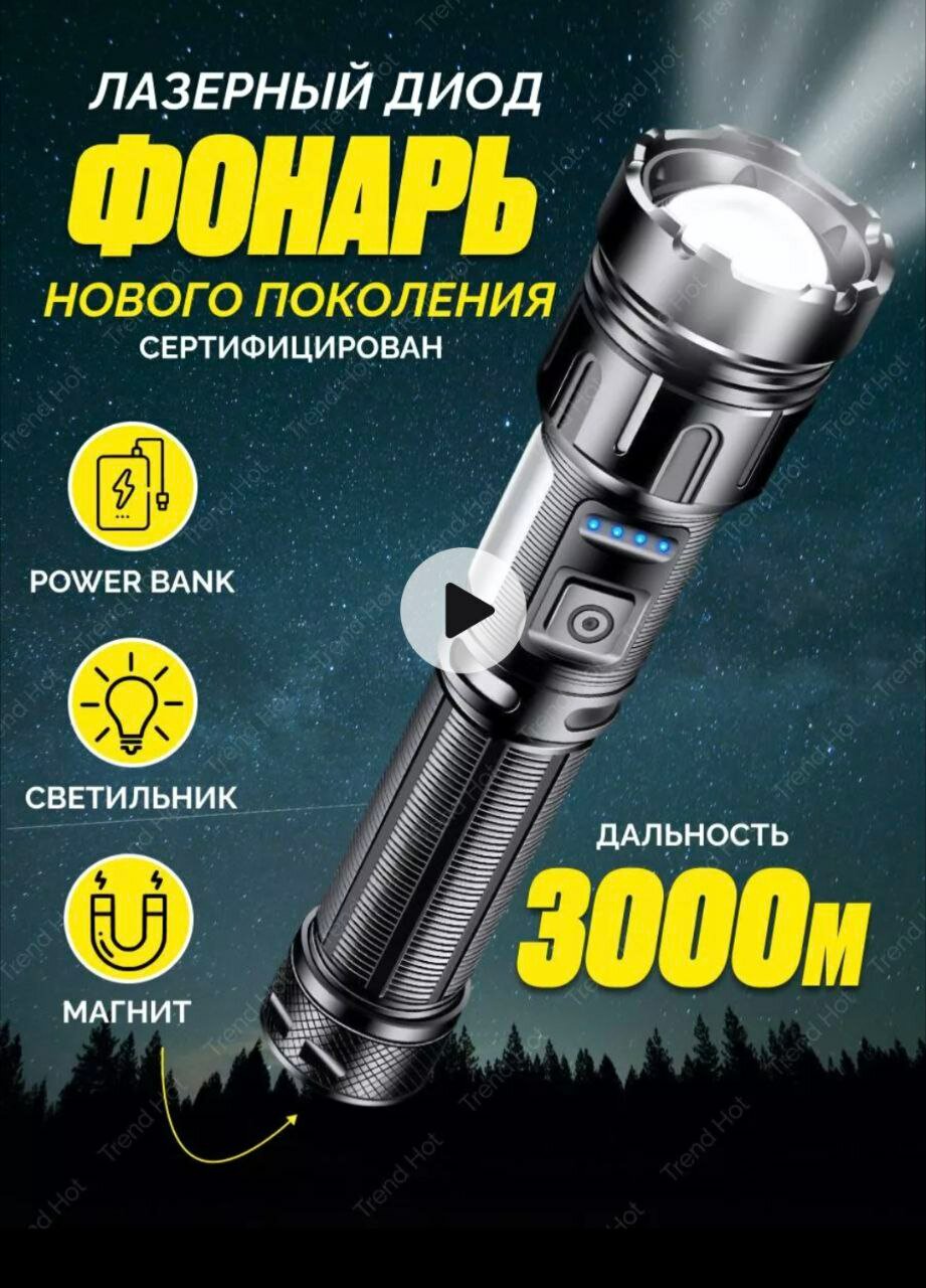 фото Фонарь аккумуляторный лазерный светодиод