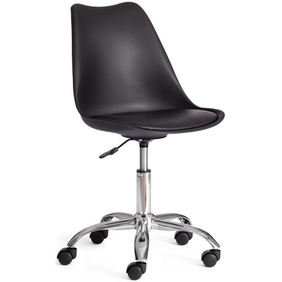 Кресло офисное Tetchair TULIP (mod.106-1) металл/пластик/PU, 58 x 47 x 97см, Black (черный) / Chrome (хром)