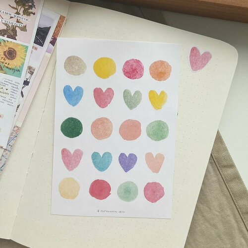 Стикерпак Акварельные сердечки А6 500₽