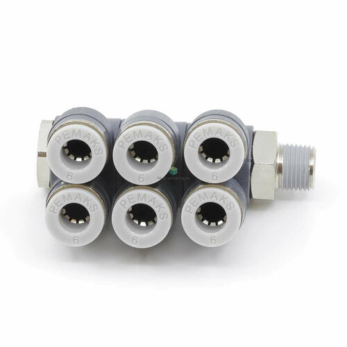 PR6D-1/8-8 Pemaks - Разветвитель с серьгой Y-образный с нар. резьбой тройной R1/8-8 мм