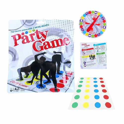 Подвижная напольная детская игра Party game Твистер игровое поле 110 х 160 см для взрослых и детей 419₽
