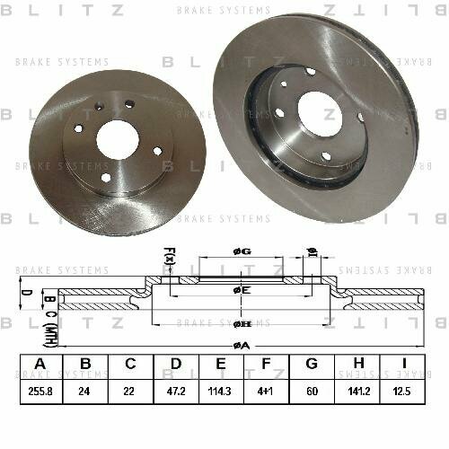 Blitz диск тормозной передний вентилируемый chevrolet epica, evanda, nubira, lacetti, rezzo 05- bs0245, (1шт)