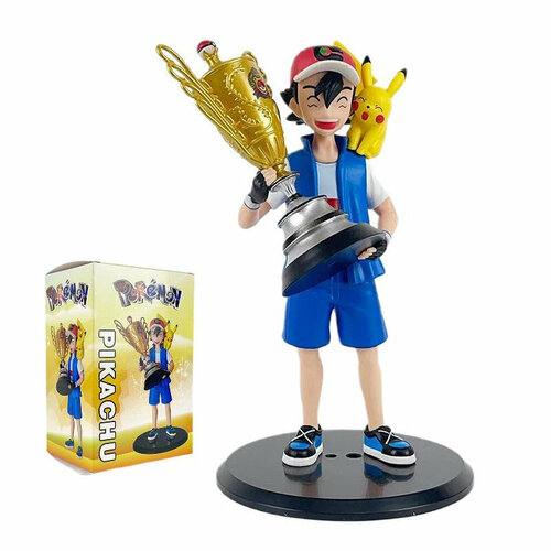 printio слюнявчик эш кетчум Фигурка Покемон Пикачу, Эш Кетчум / Pokemon Pikachu Ash Ketchum Champion ver (19см)