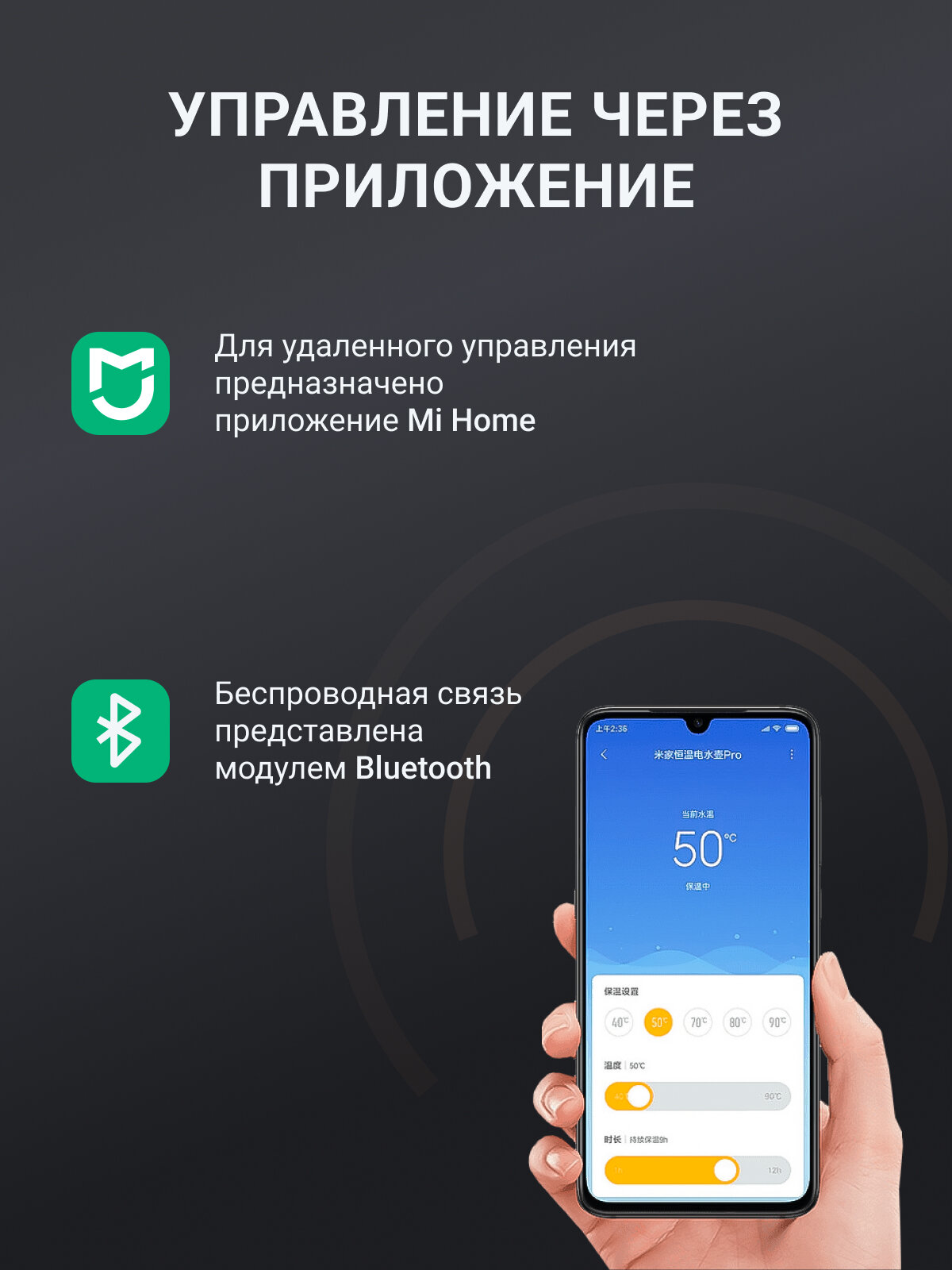 Чайник Xiaomi Mi Smart Kettle Pro CN, белый — фото 1