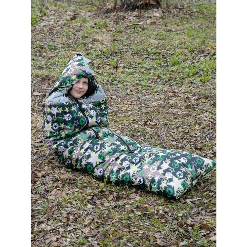 Спальник детский туристический Дракон, до 150 см, размер 170см*60 см, флис, синтепон