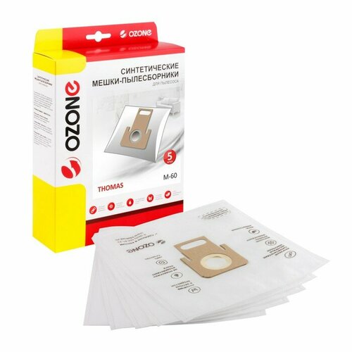 Мешки-пылесборники M-60 Ozone синтетические для пылесоса 5 шт комплект из 6 шт 2403₽