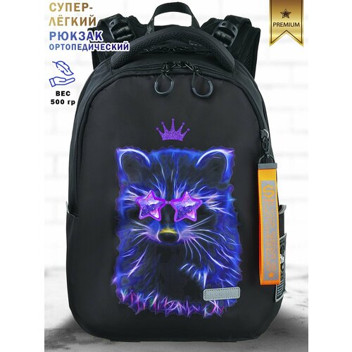 STERNBAUER Школьный рюкзак для девочки подростка с енотом/ Ранец летний удобный городской молодежный стильный вместительный/ Портфель на каждый день для учебы, прогулок, спорта, тренировок, ноутбука