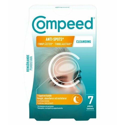 Пластырь Compeed - Очищающие патчи COMPEED Anti-Spots от прыщей и черных точек, гидроколлоидный, Компид, 7 шт, Финляндия