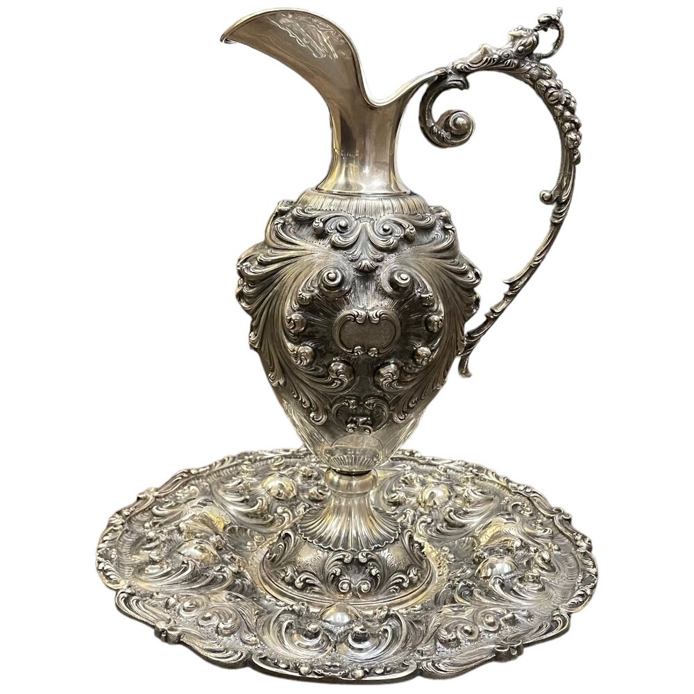 Серебряный кувшин на подносе "Ренессанс" 1968-1980 гг. Италия, Венеция