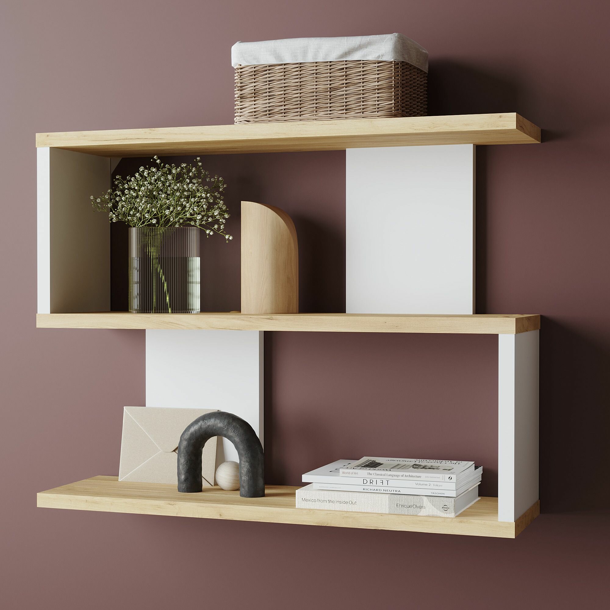 фото Полка навесная Дерби НМ 040.07 Белый/Дуб Крафт золотой