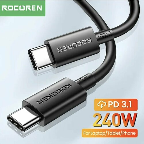 ROCOREN Simple USB Type-C, PD 3.1, 240W, кабель зарядный 0,5м, черный