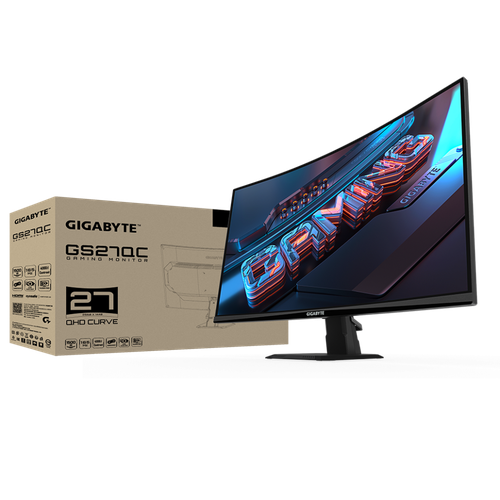 Монитор GIGABYTE GS27QC, 2560x1440, 165 Гц, VA, LED, 4000:1, 250 Кд/м² черный