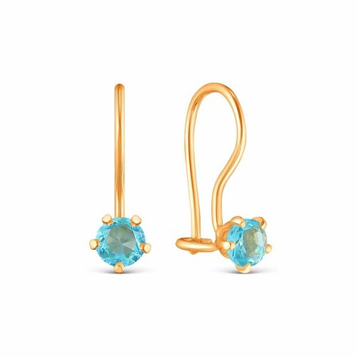 Серьги VALTERA серебро 925 проба золочение фианит золотистый голубой 640₽